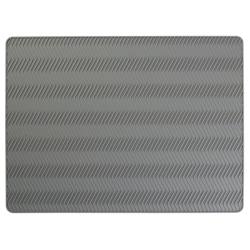 Large Gray Chevron Silicone Dish Drying Mat