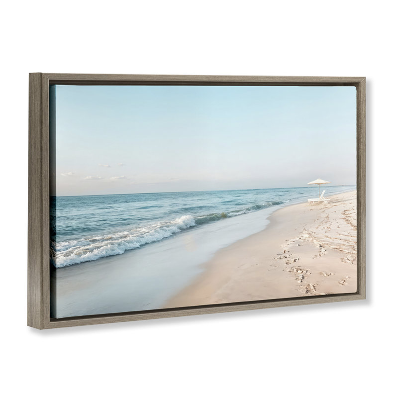 Cadre flottant Summer Sunlit Shoreline, design par Lazar Studio, Cadre flottant orme Montalcino, H 17 po x l 25 po