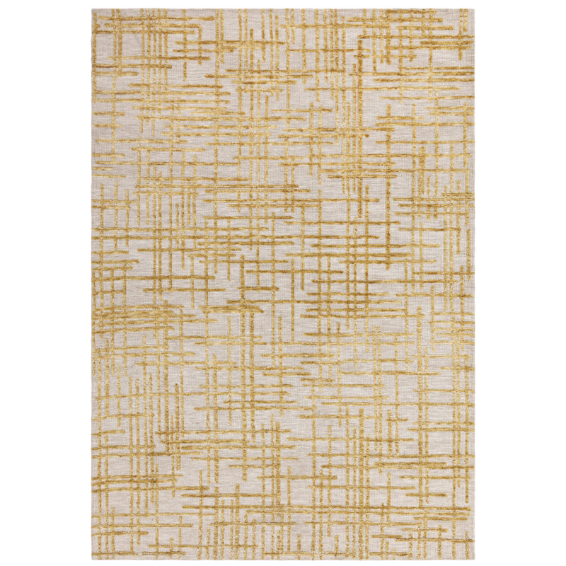 Clemones Draft Gold Area Rug, Rectangle 200 x 290 cm
