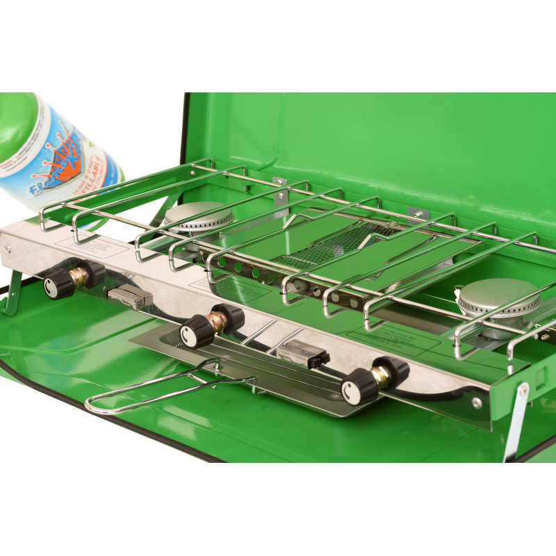Barbecue portatif à 3 brûleurs avec plateau de rôtissage, compatible avec les réservoirs de propane de 1 lb