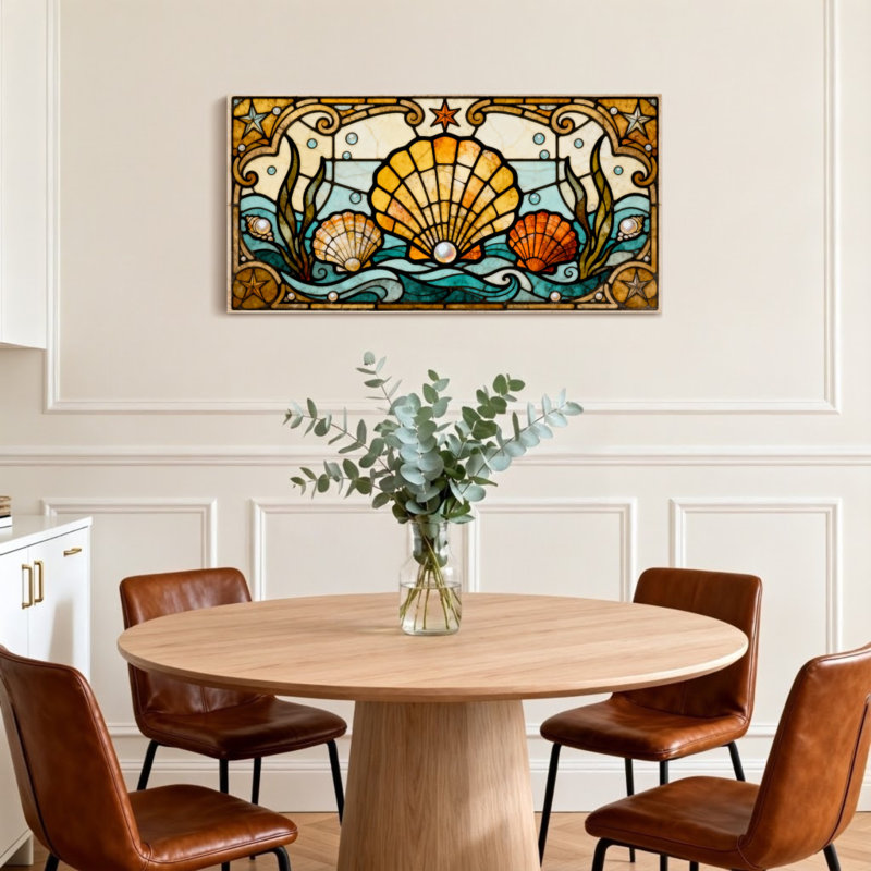 Motif de vitrail de mer Fashion, H 24 po x l 48 po