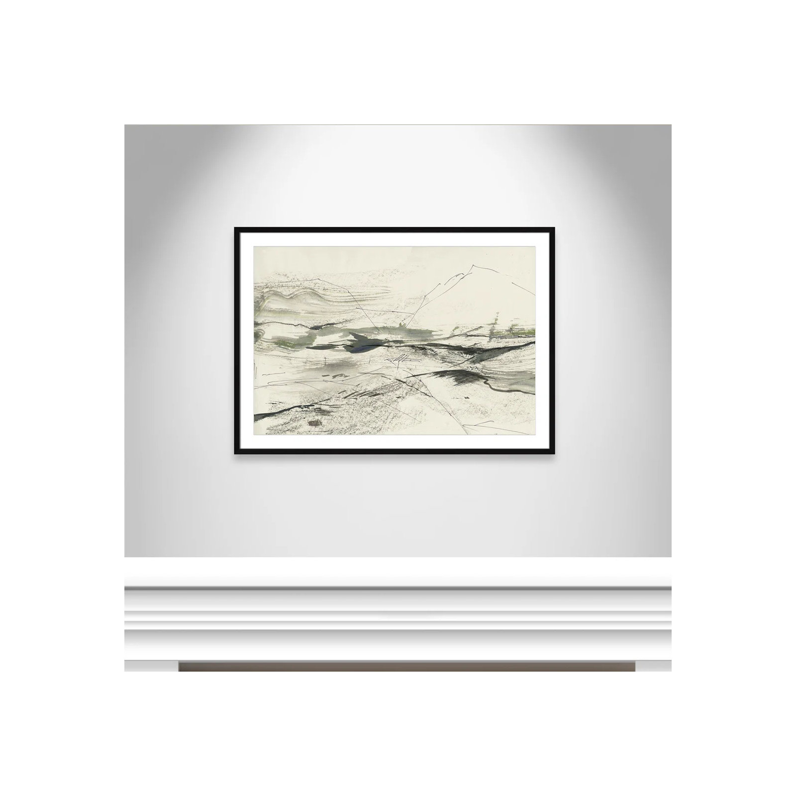 Green Sketches by PI Studio, White, Black Box Picture Framed, 29.5" H x 41.5" W x 1.25" D