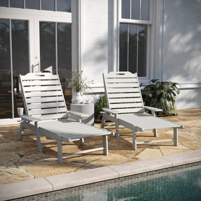 Ensemble de 2 chaises longues d'extérieur réglables avec porte-gobelets Collis