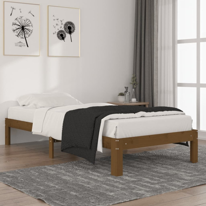 Bed Frame Solid Wood, Natural, European Single (90 x 200cm)