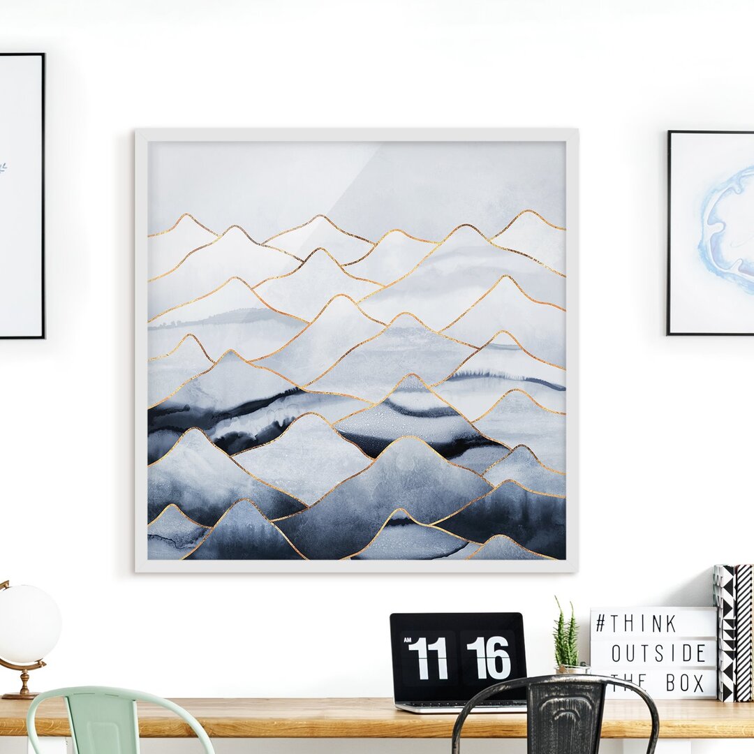 Gerahmtes Poster Mountains White Gold