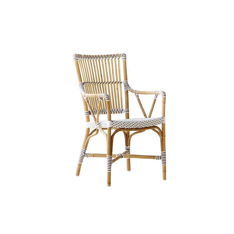 Fauteuil bistro Popplestone Rattan - blanc à pois cappuccino