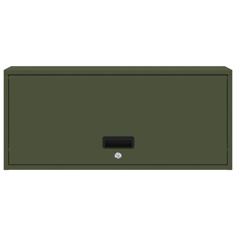 Powder Coated Steel Single Storage Cabinet ( H x W x D), 35cm H x 80cm W x 33cm D, Olive Green
