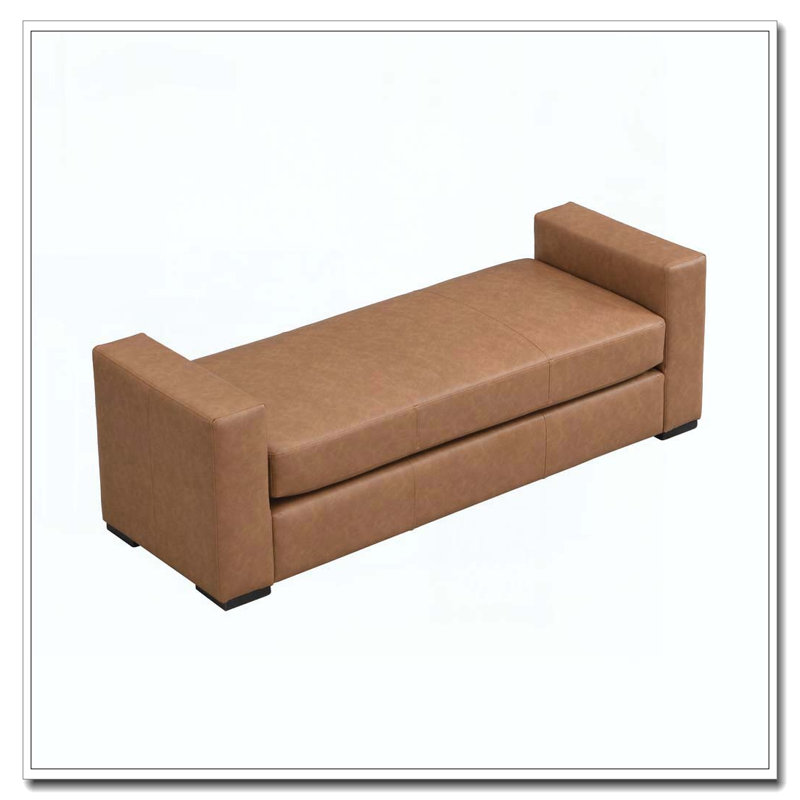 Repose-pieds durable en similicuir brun