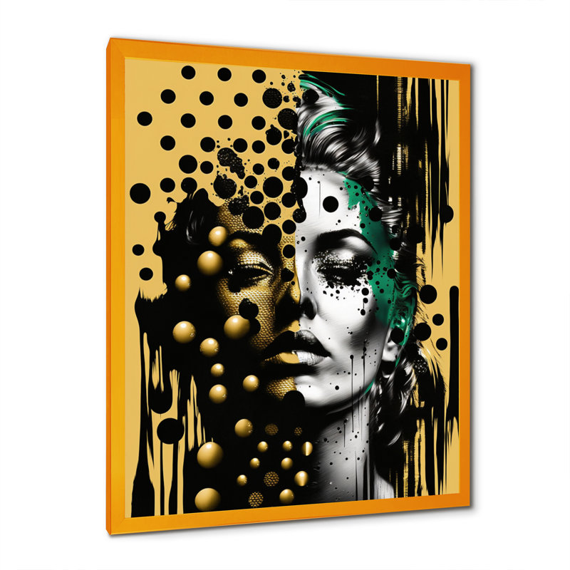 Transcendant un potrait féminin III - art mural moderne, salon, H 32 po x l 24 po, Encadrement doré