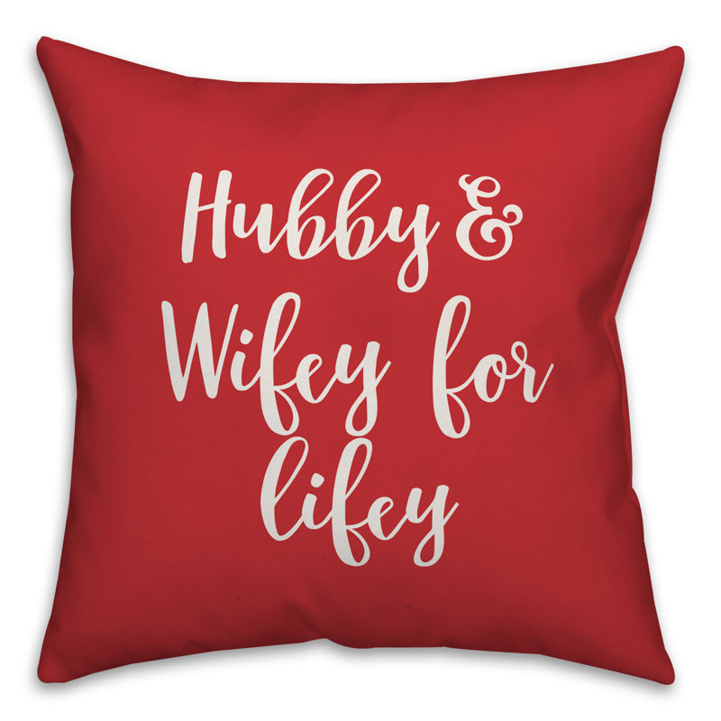  Coussin Hubby and Wifey for Lifey, Rouge / Blanc, Housse de coussin