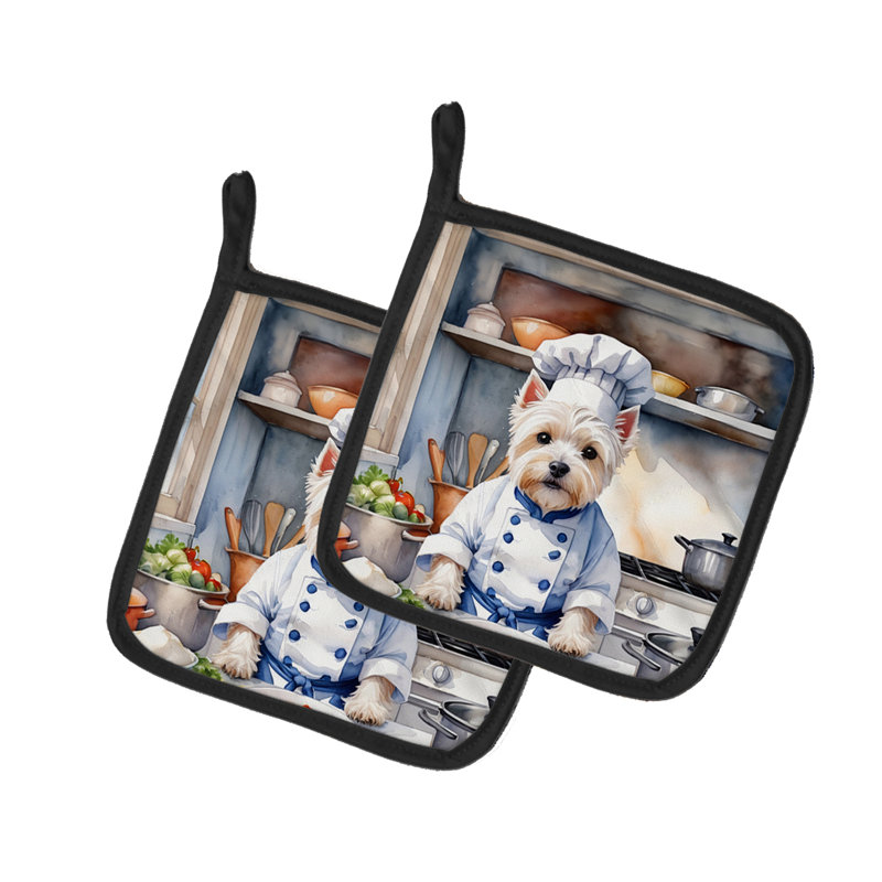 Caroline's Treasures The Dog Chef Polyester Potholder Set
