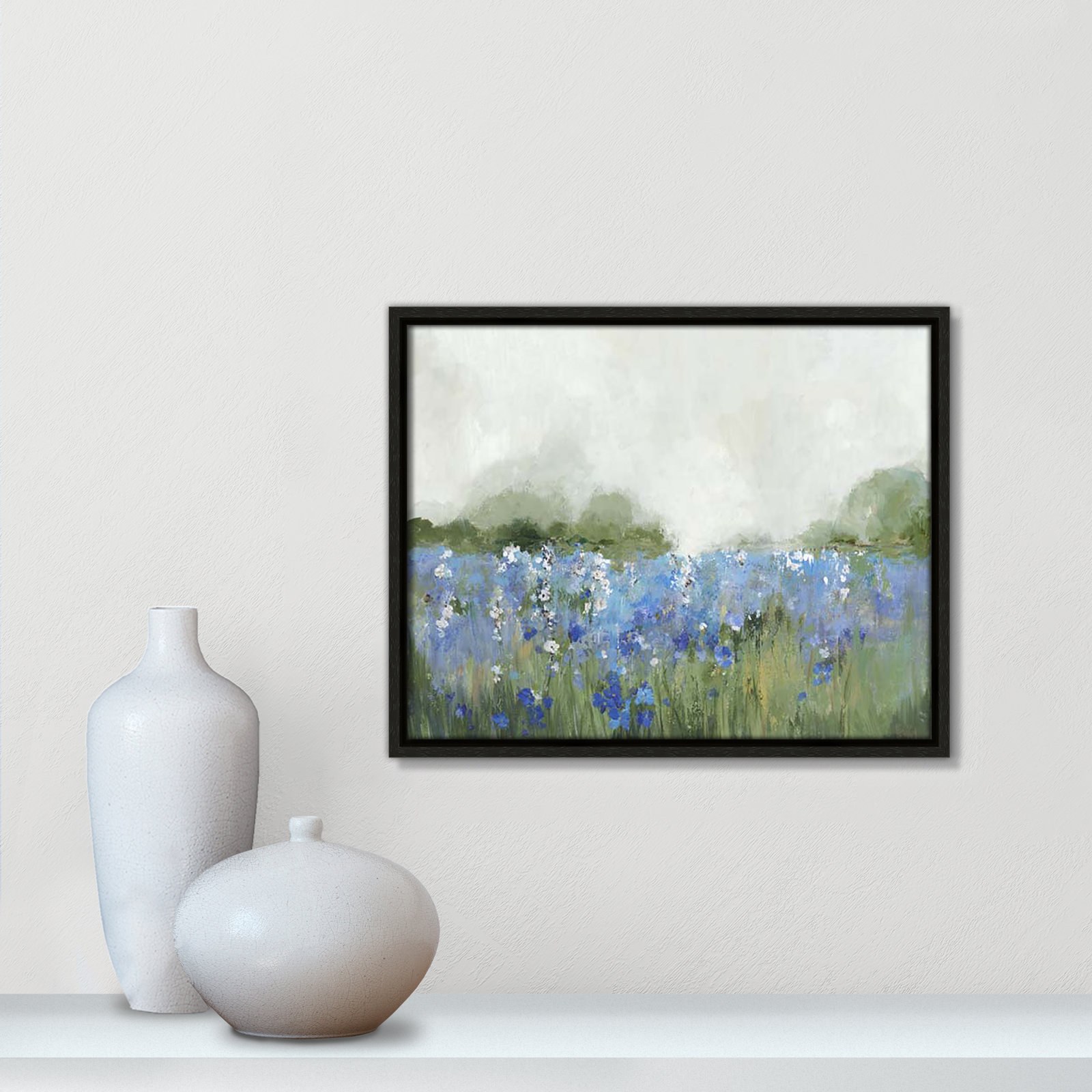 Meadows Bluebels Field "Meadows Bluebells Field" Print, Espresso Framed, 12.5" H x 15.5" W x 2" D