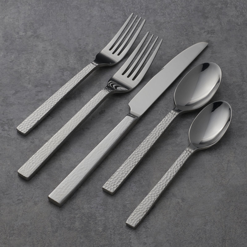 Oneida Chefs Table Hammered 45 Piece Flatware Set, Service for 8