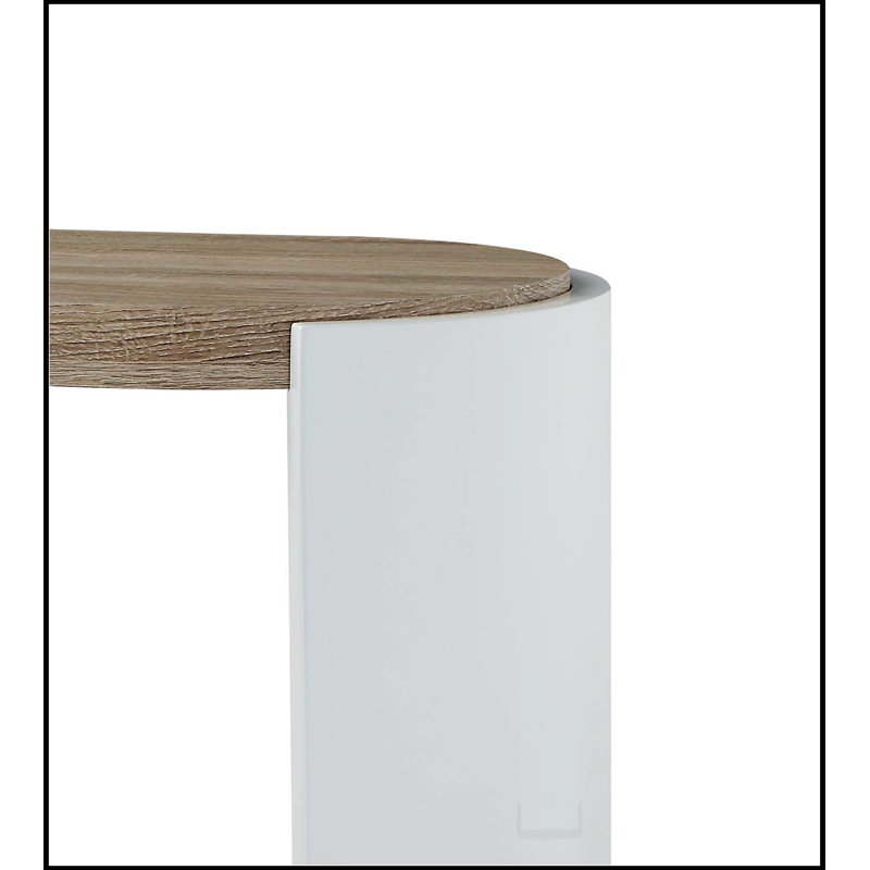 Table de canapé en chêne et ultrabrillante avec tablette inférieure