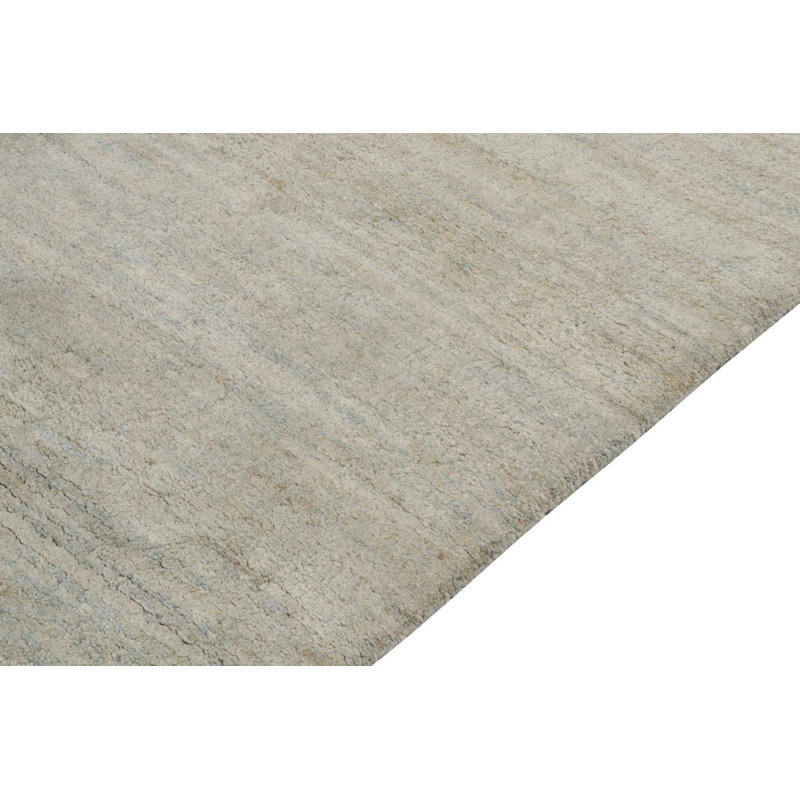 Rug & Kilim's Hand-Knotted Contemporary Rug In Striated Gray, Blue, Runner 3' x 14'