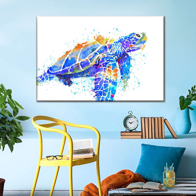 Tortue de mer, impression sur toile, H 8 po x l 12 po x P 1 po