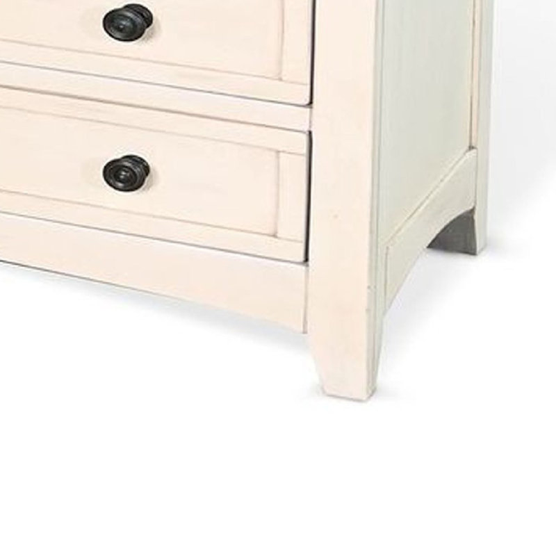 Console multimédia Lesy, 82 po, 6 tiroirs 2 portes, crème, Blanc, crème