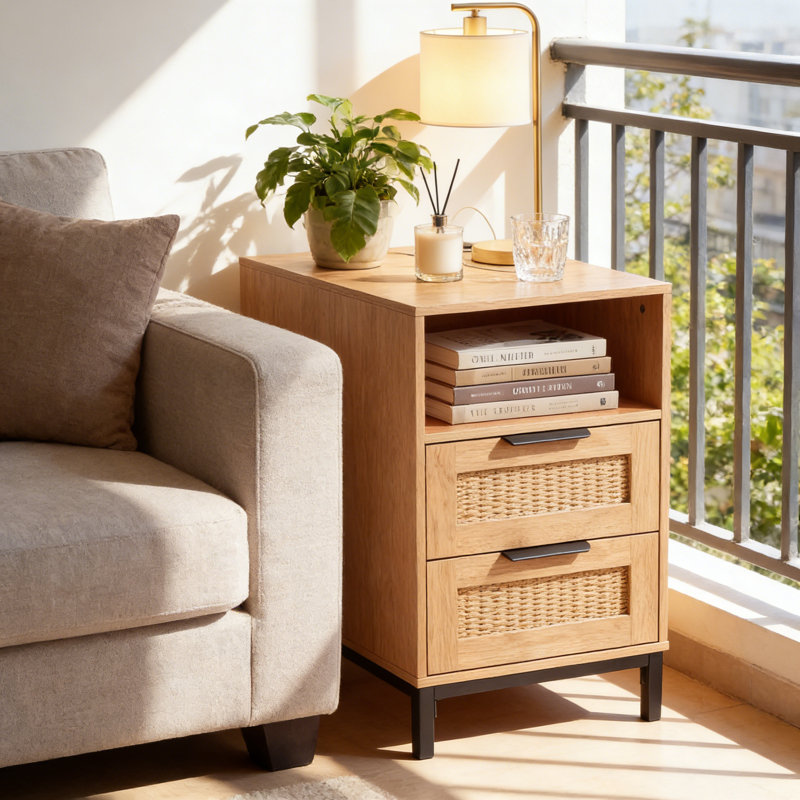35cm W Manufactured Wood Bedside Table