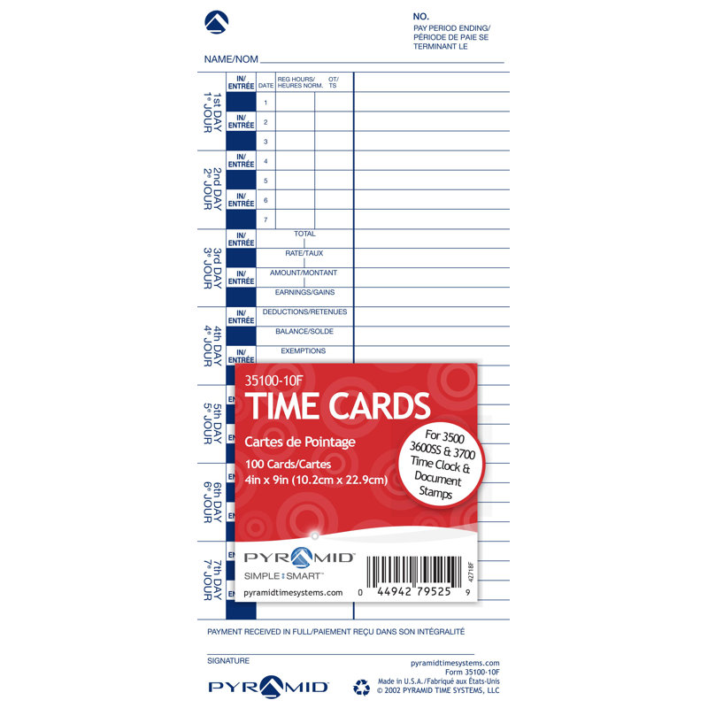 English/French Time Card