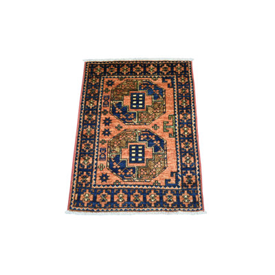 Tapis oriental rectangulaire en laine orange noué à la main 2 pi 1 po x 3 pi 0 po - MOA10270658