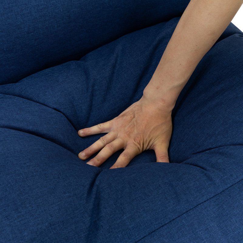 Chaise d'appoint rembourrée avec cadre en métal et mélange de polyester bleu, Mélange de polyester bleu / tissu