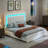 LED Adjustable Velvet Upholstered Headboard Bed Frame With 4 Storage Drawers And USB Ports-409339810-409645850