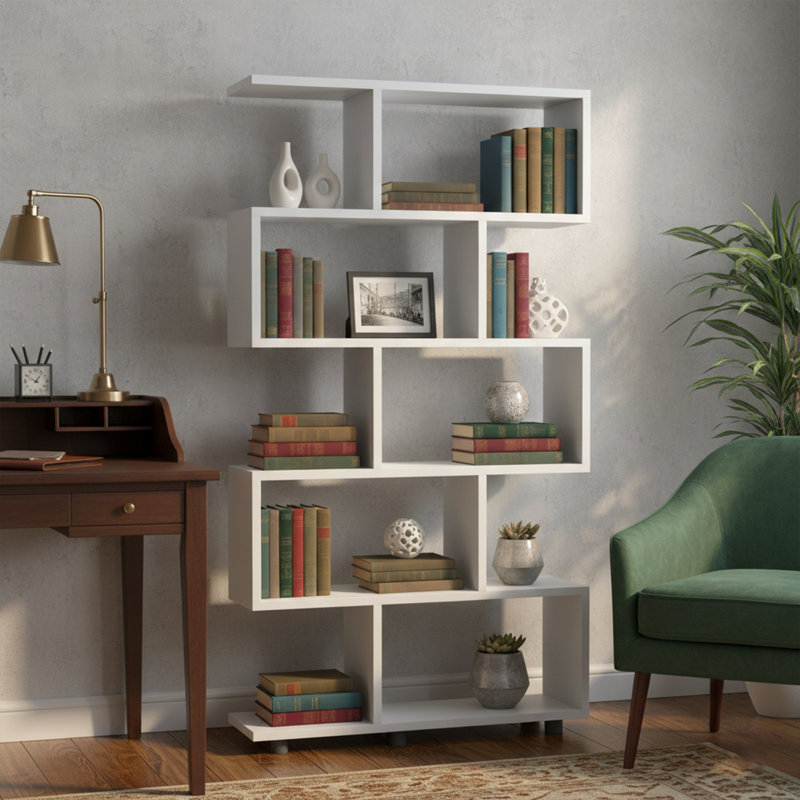 Lexton S-Shaped Standard Geometric Bookcase