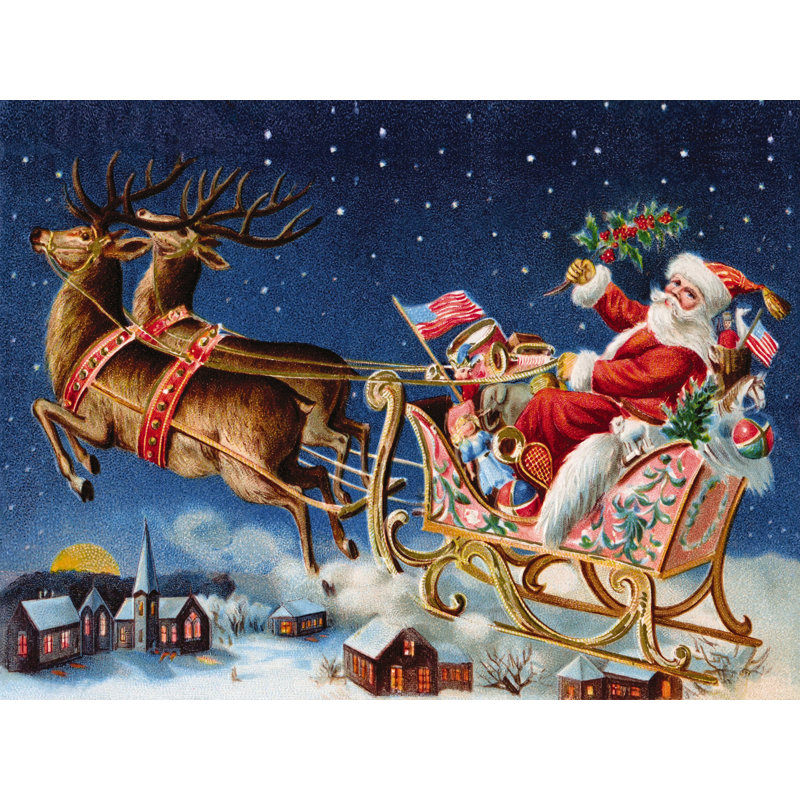 Santas Sleigh - reproduction sur toile tendue, H 24 po x l 32 po