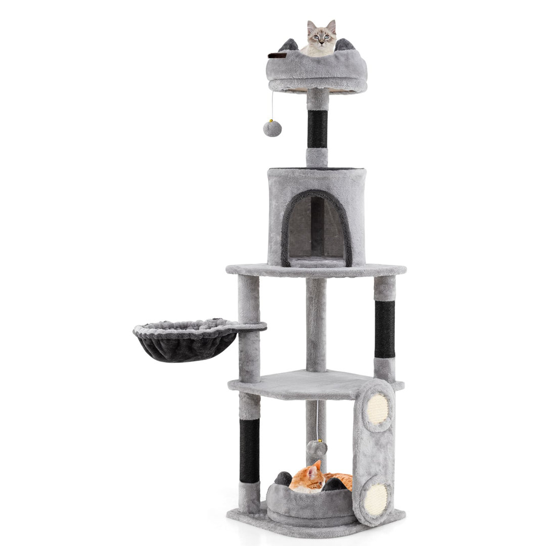 Tall Cat Tree for Indoor Cats Multi-level Large Cat Tower w/Condo-Gray