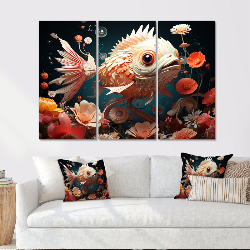 Art mural surréel de poisson sous-marin II, H 40 po x l 60 po