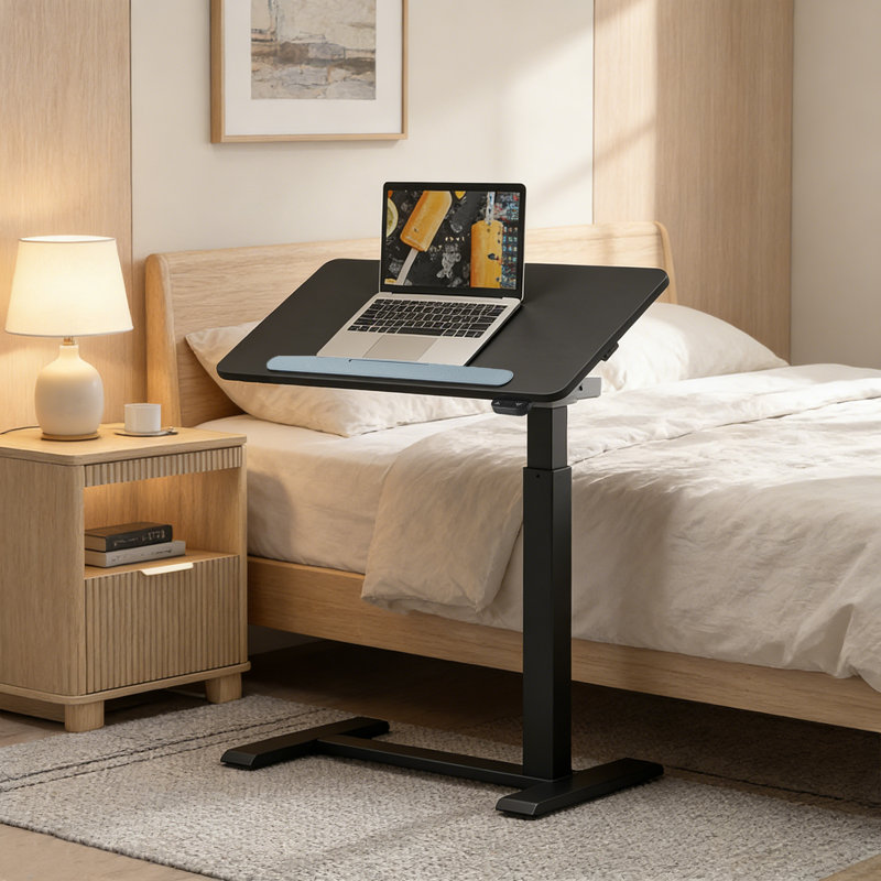 Bureau debout à hauteur réglable en métal Crescio, Noir mat