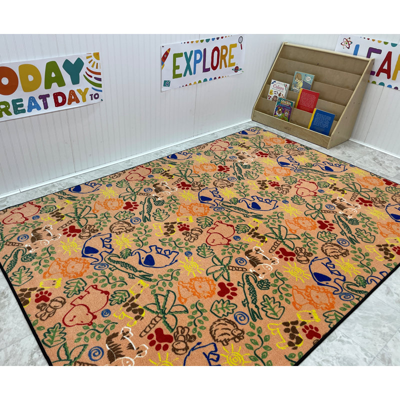 Tapis brun clair touffeté Animal Doodles, Rectangle 9 pi x 12 pi