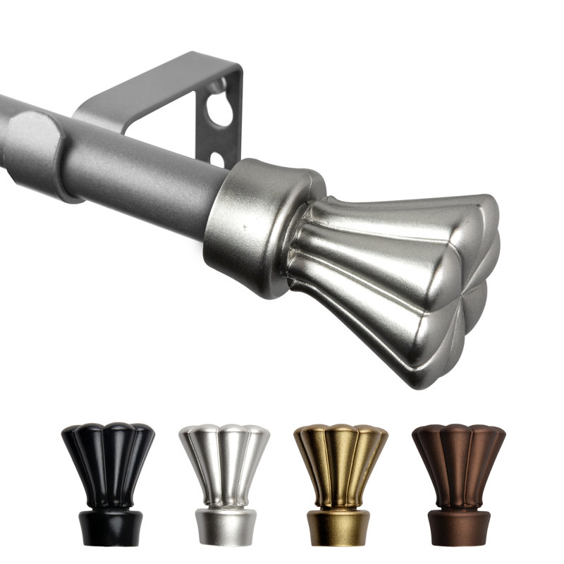 Adjustable Single Curtain Rod, Satin Nickel, 18" – 28"