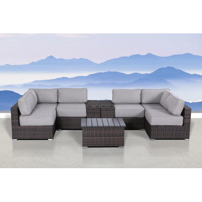 High-Density Polyethylene Wicker Fully Assembled 4 Person Seating Group with Cushions
