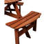 Table de pique-nique pour 6 personnes, table ronde en bois pour le patio, 3 bancs, trou pour parasol, plateau de table de 35 pouces, bords arrondis lisses intégrés, brun