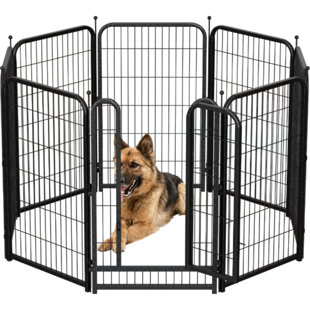 Enceinte pour chien en métal H 45 po Pet Worldog, parc à 8 panneaux robuste, clôture pour animal de compagnie pour la cour et la maison (noir-argent)