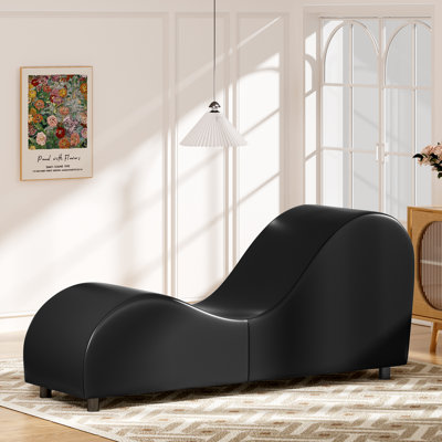 Chaise longue en velours courbé avec housse amovible, noir