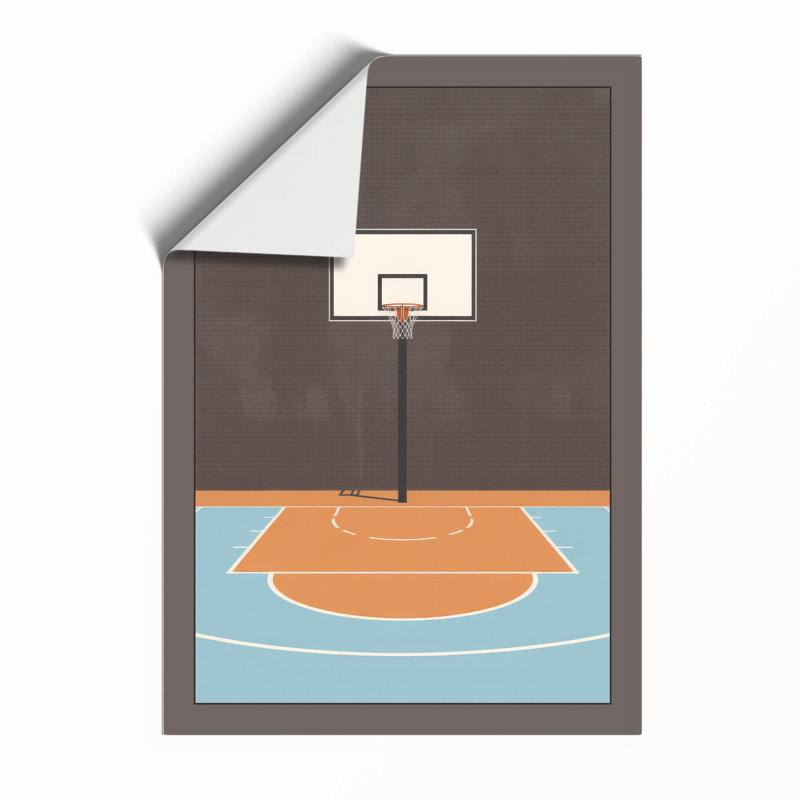 Basketball Court At Rest Minimalist - Print, Unframed, A4 - 29.7 x 21.0 cm