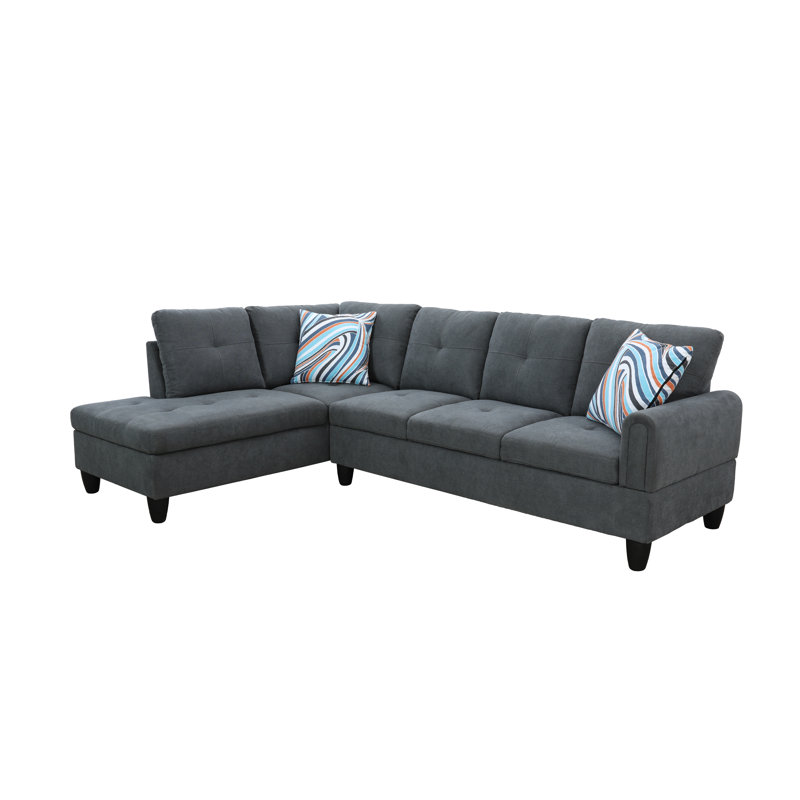 Englewood Upholstered L-Shaped Sectional Left Hand Facing, Dark Gray Linen Blend