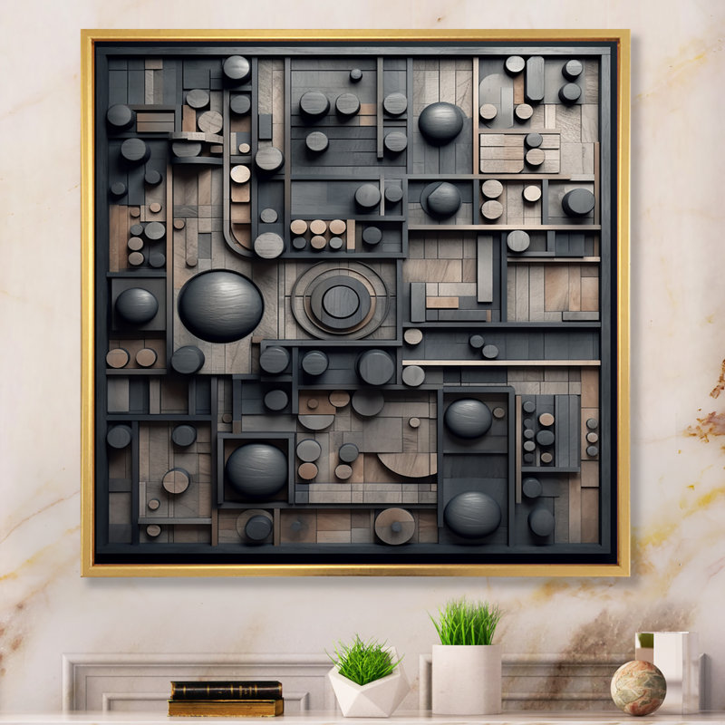 Cubic Geometric Dreams II sur impression sur toile, Cadre flottant doré, H 24 po x l 24 po x P 1 po
