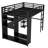 Loft Bed Frame with Built-in Wardrobe, Metal Loft Bed with Desk and Storage Shelves, Black-450435196