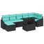 Ensemble de canapé de jardin avec coussins vidaXL 8 pièces noir et turquoise