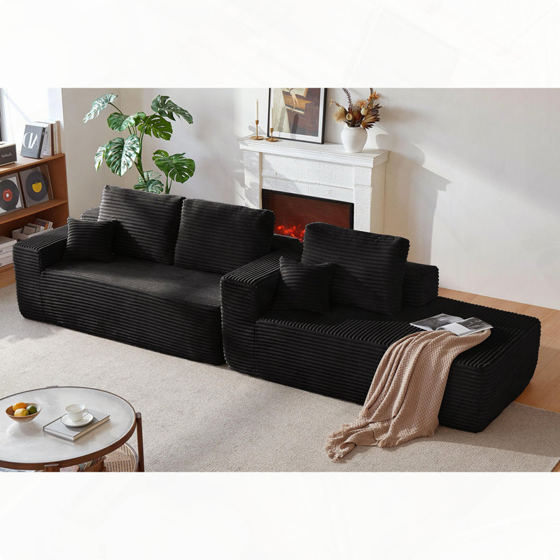 Canapé modulaire en L 104 po, Noir
