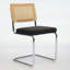 Ensemble de 2 chaises de salle à manger de style Mid-Century moderne en velours avec dossier en canne naturelle et base chromée, confortable et élégant-134682471