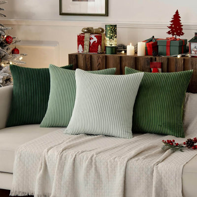 Corduroy Throw Pillow Cover Set, Textured Decorative Cushion Covers for Sofa, Bed, and Living Room (Set of 4)