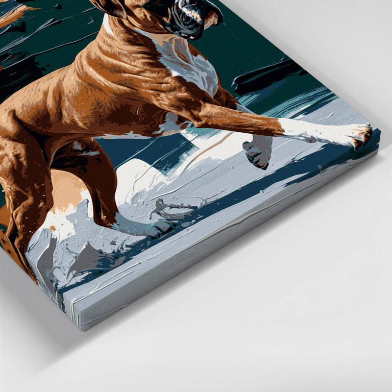 «Dogs Boxer», art mural sur toile noire, H 11 po x l 14 po