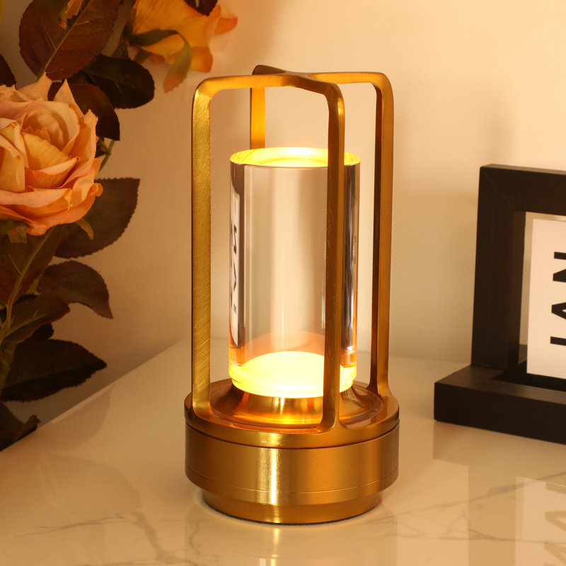 6.9'' Battery Powered Integrated LED Outdoor Table Lamp, Gold