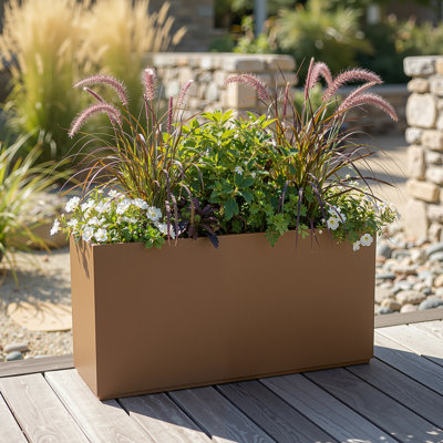 Boîte à fleurs rectangulaire en métal avec trous de drainage pour l'intérieur et l'extérieur
