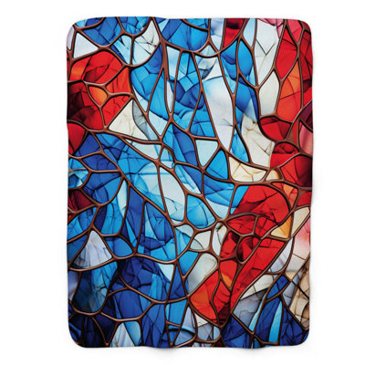 Motifs rouges, blancs et bleus - couverture Sherpa de qualité supérieure 1 pièce