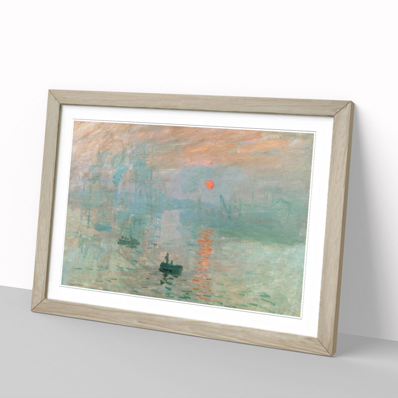 Monet - Impression, Sunrise by Claude Monet - Picture Frame Painting, 48cm H x 65cm W x 2cm D, Oak